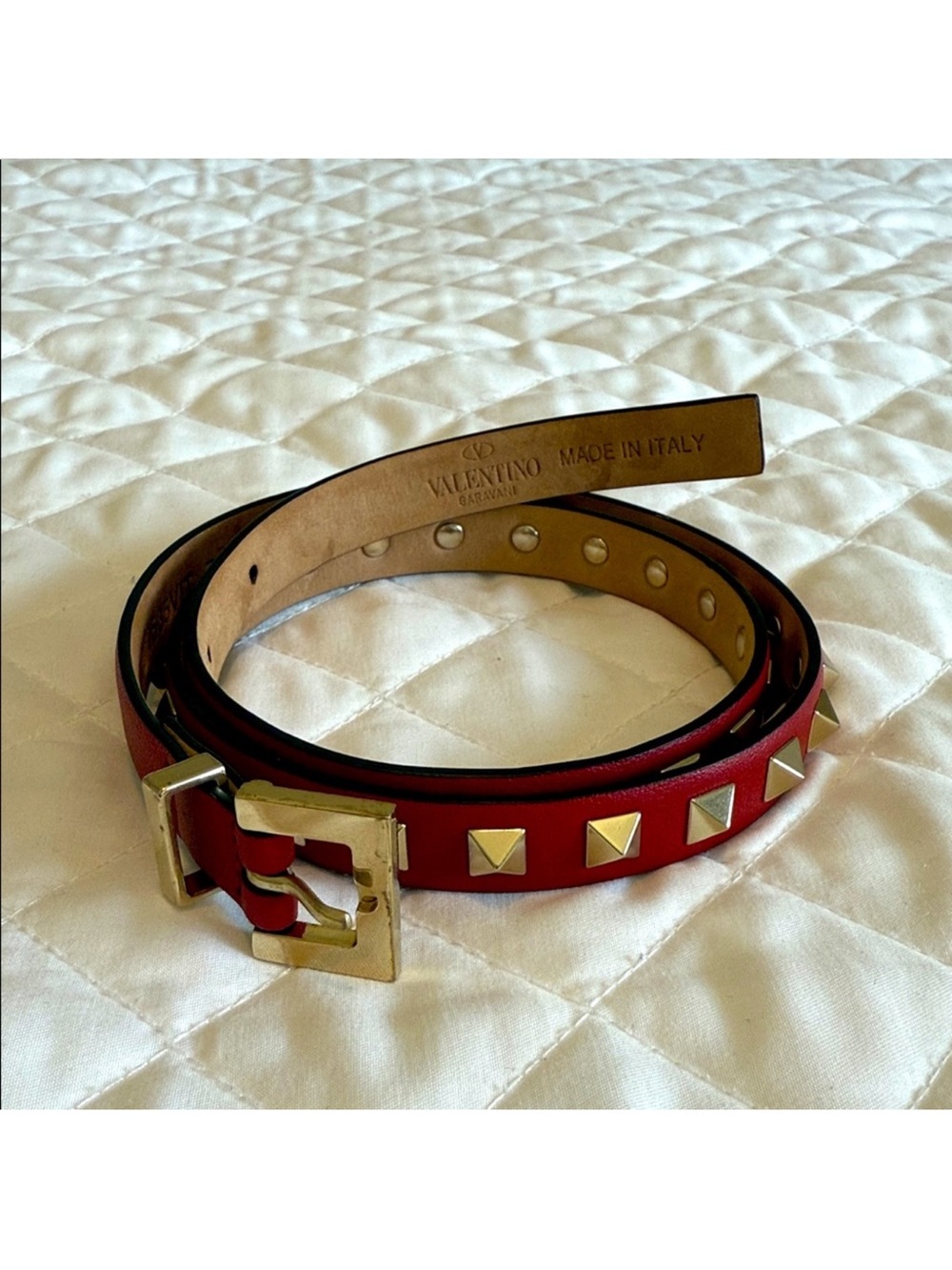 Valentino Red Rockstud Belt